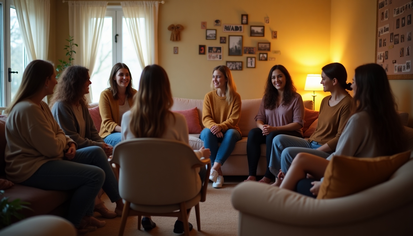 Infertility support group sharing experiences.