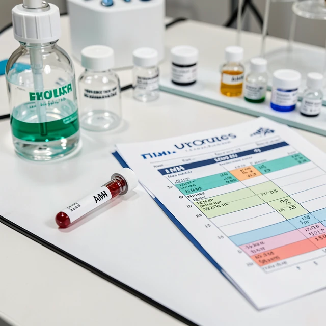Blood sample for AMH ovarian reserve testing in fertility lab