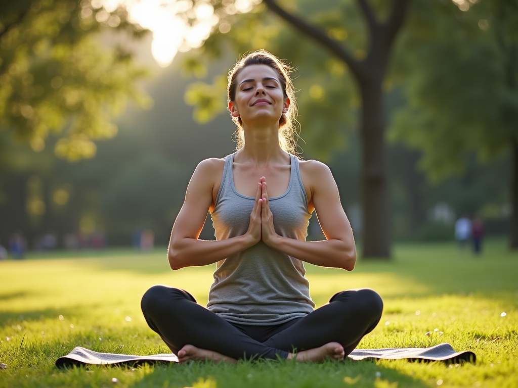 Woman doing yoga to ease infertility stress