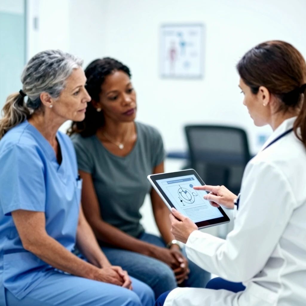 Couple consulting with fertility doctor on treatment options