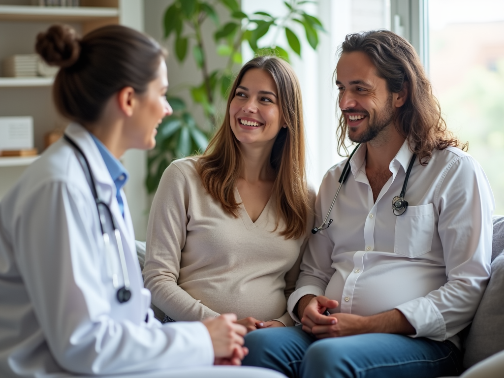 Fertility specialist consulting with patients