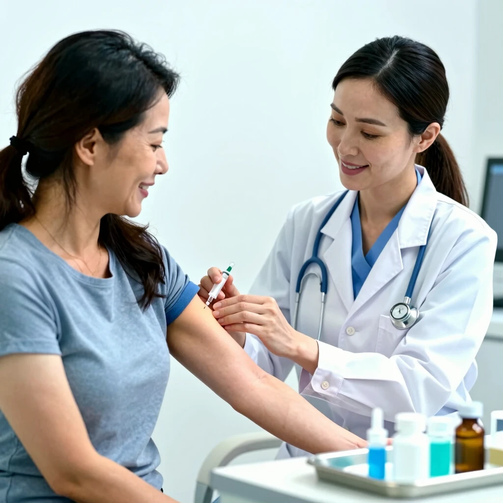 Doctor giving gonadotropin injection during fertility treatment