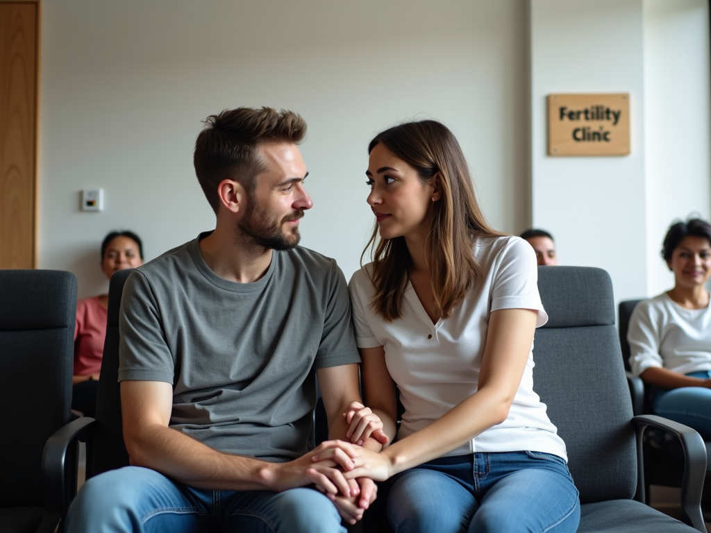 Couple waiting at a fertility clinic