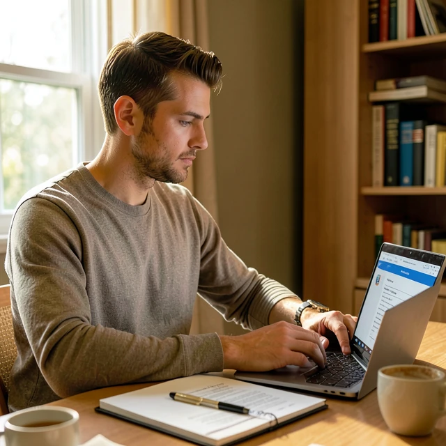 Man reviewing legal documents related to sperm banking and fertility preservation