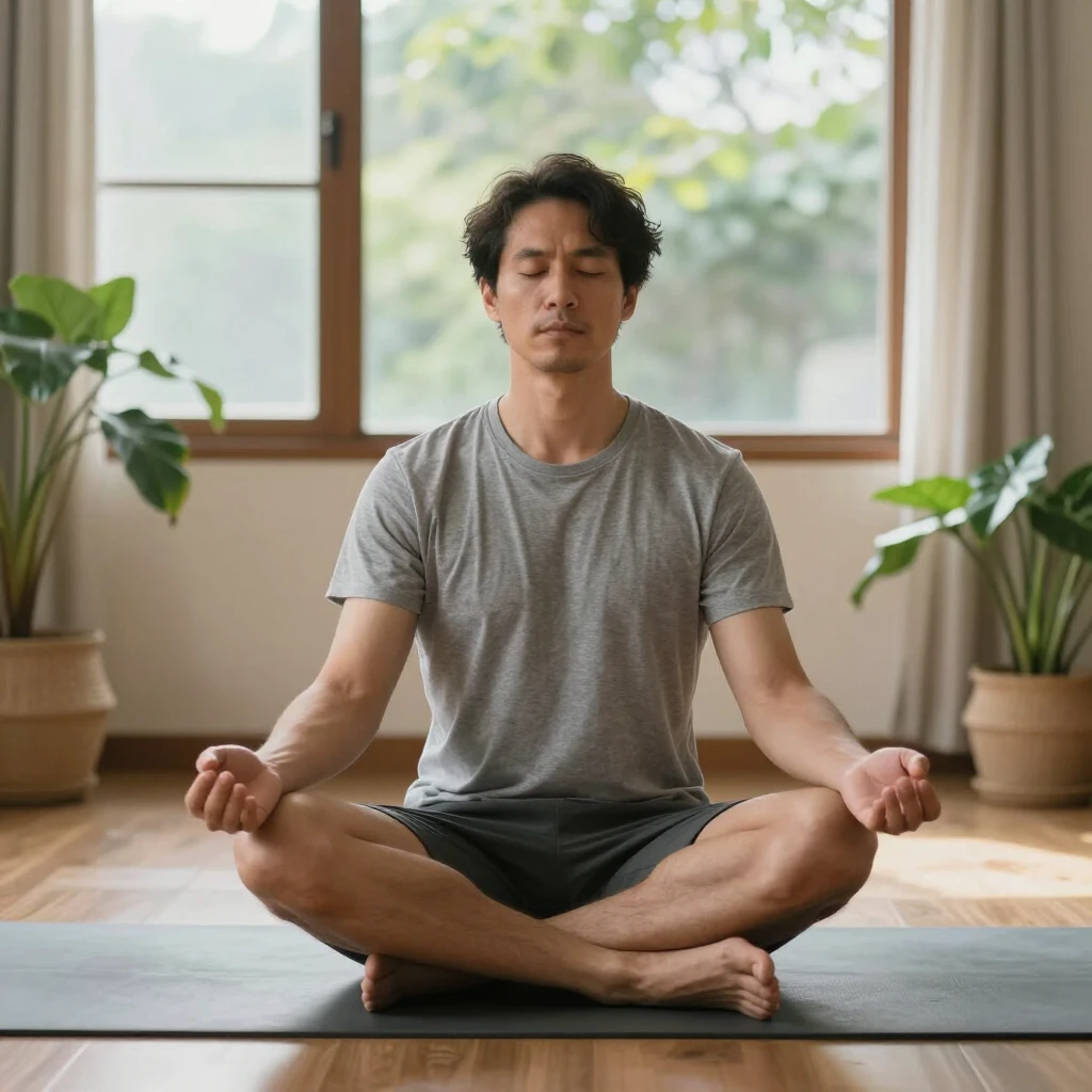 Man practicing yoga for stress relief