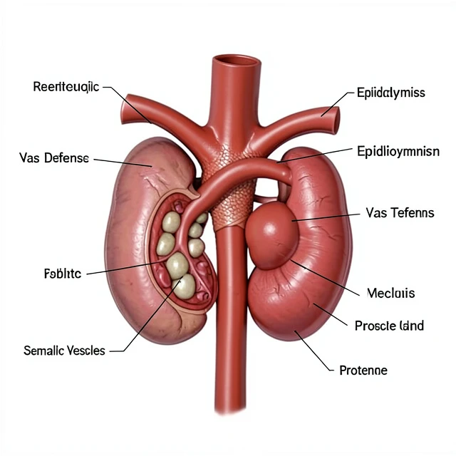Detailed diagram of male reproductive anatomy showing key structures involved in fertility