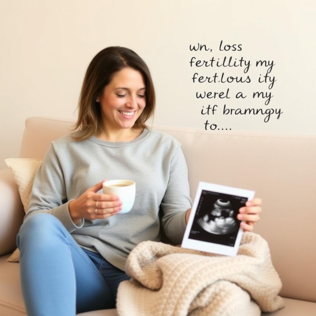 Woman holding ultrasound photo.