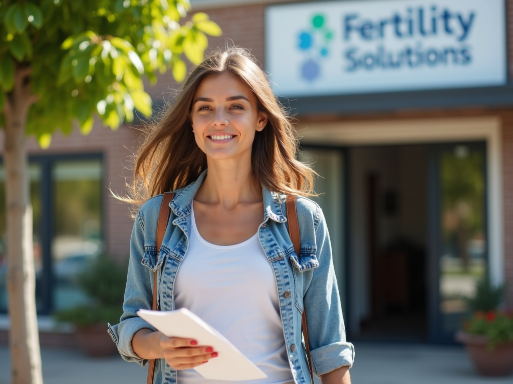 Woman leaving fertility clinic consultation