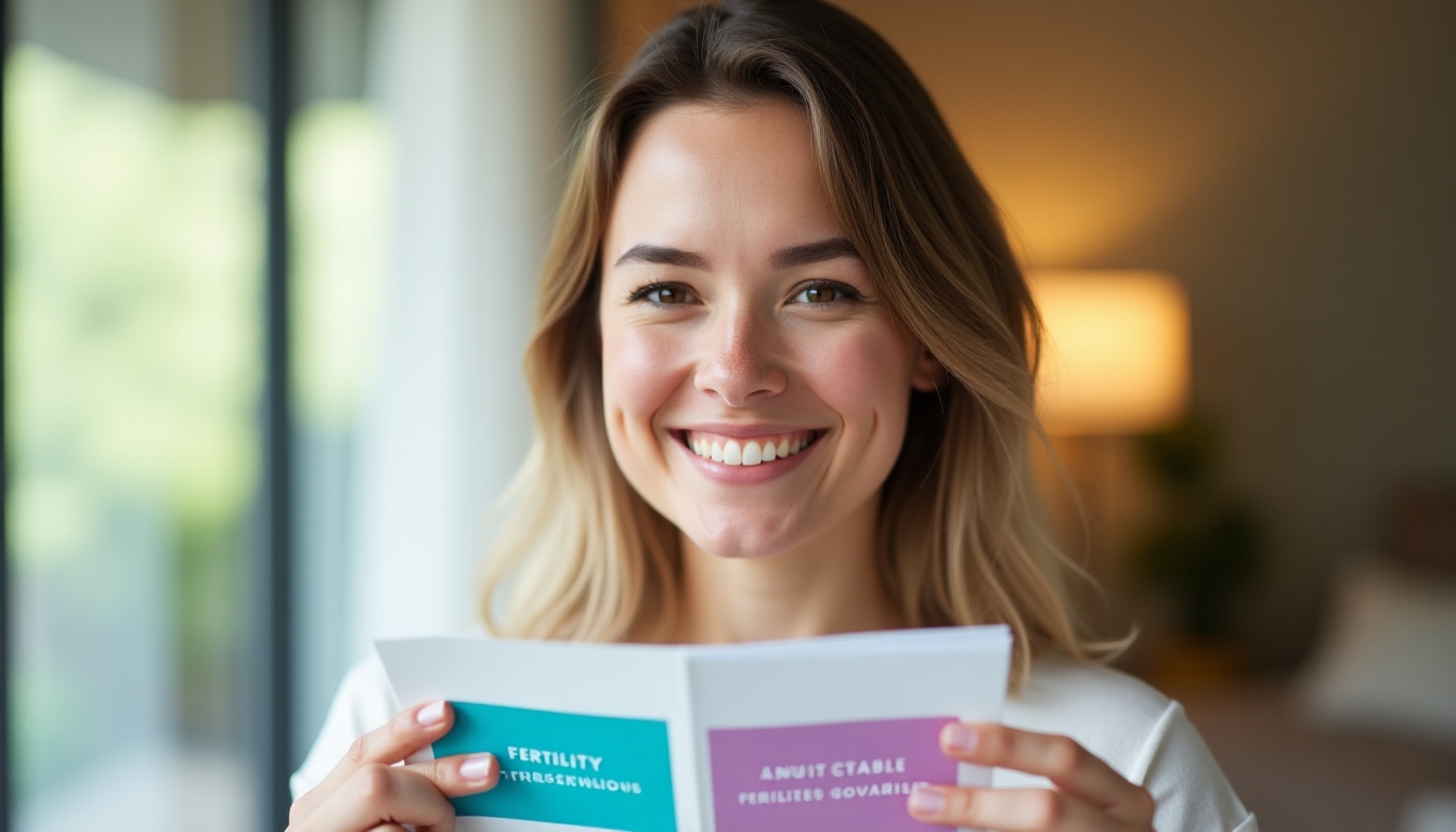 A young woman smiling, looking hopeful about her fertility preservation options.