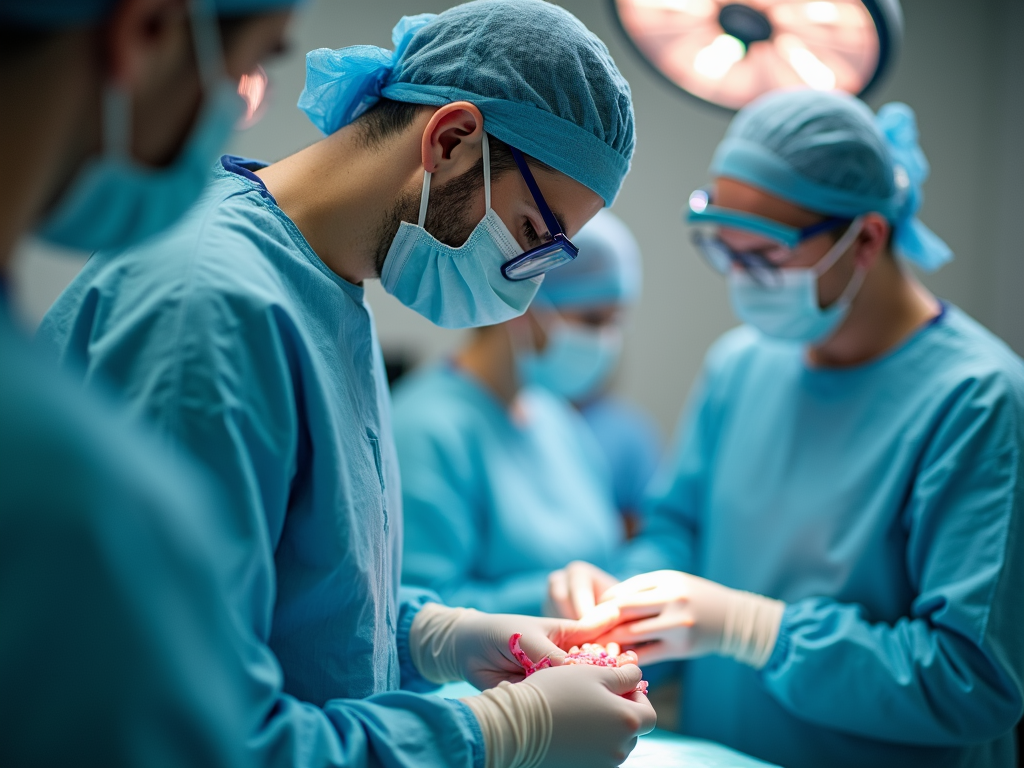 Surgeon preparing ovarian tissue for freezing.