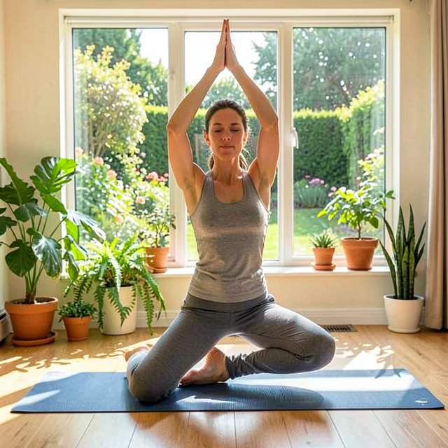 Woman doing yoga to support IVF lifestyle