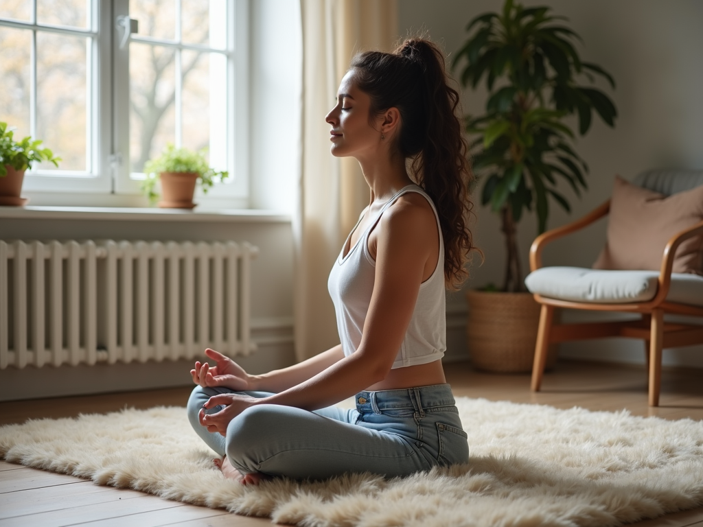 Woman practicing relaxation for fertility.
