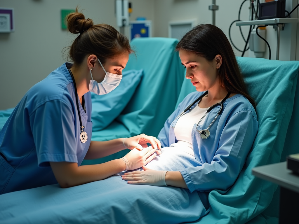 Woman undergoing IVF with nurse support
