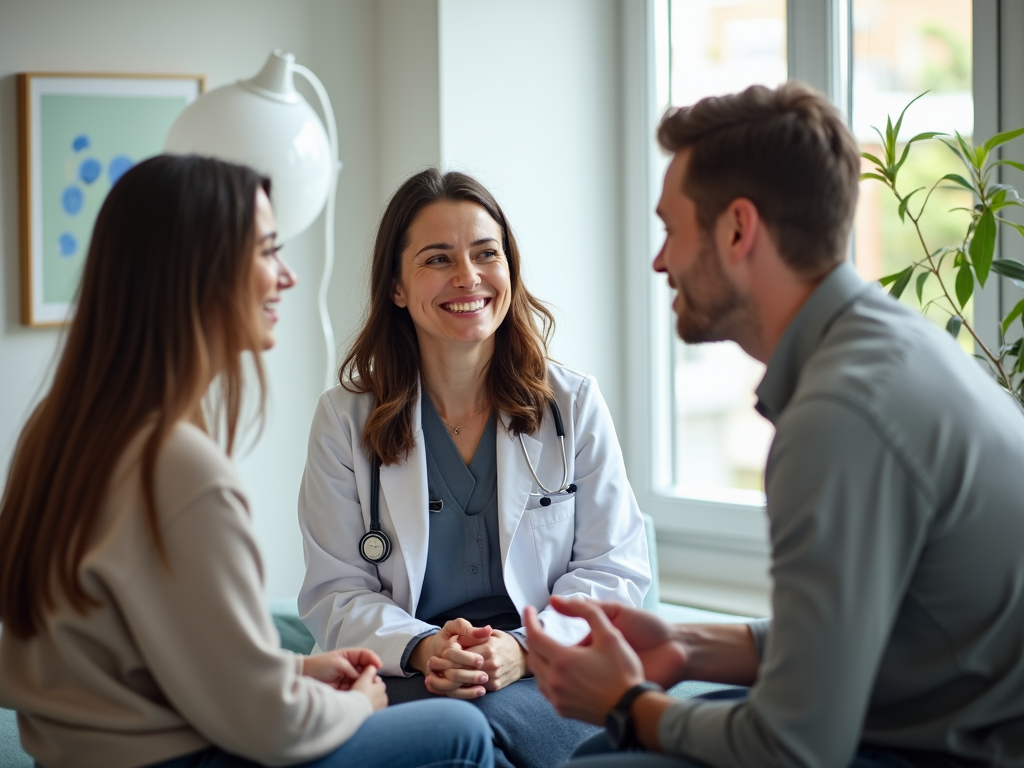 Fertility specialist consulting with a couple