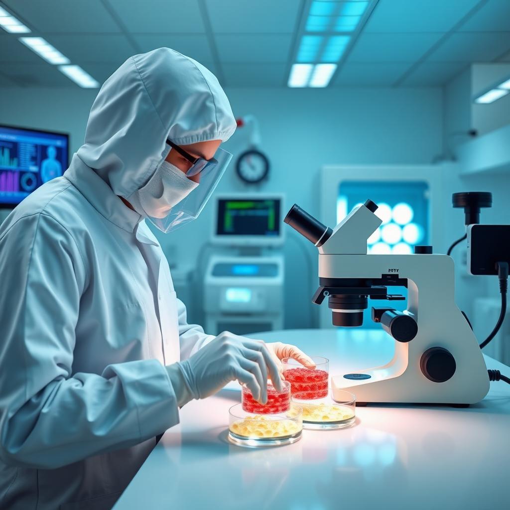 A scientist works in a high-tech fertility lab.