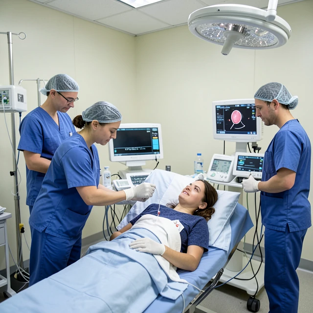 IVF egg retrieval procedure in a fertility clinic