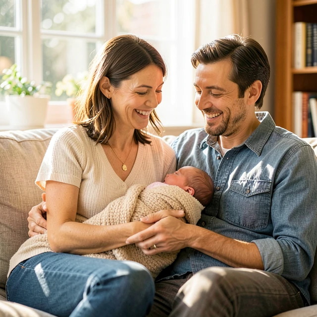 Happy family welcoming a child after successful fertility preservation and IVF
