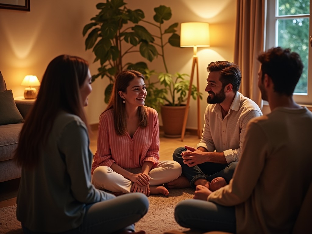 A support group meeting for couples undergoing fertility treatment.