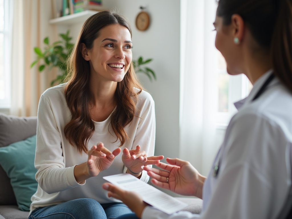 Woman discussing with her doctor.