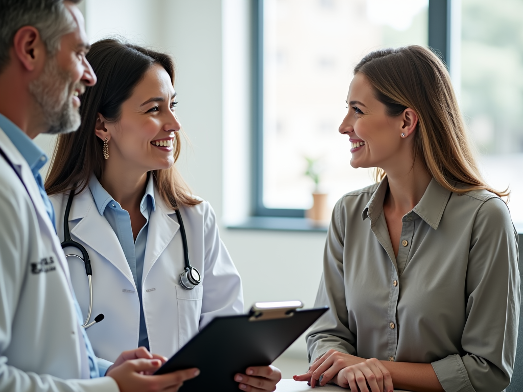 Woman discussing fertility treatment with her doctor