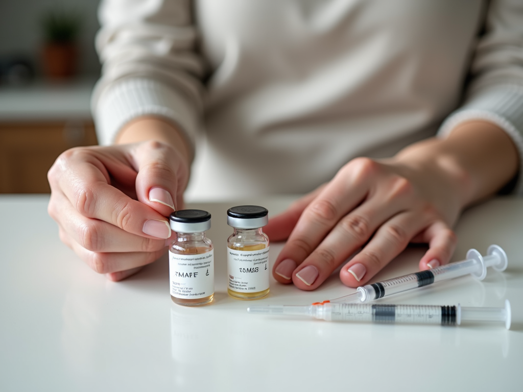 Preparing an IVF medication injection at home.