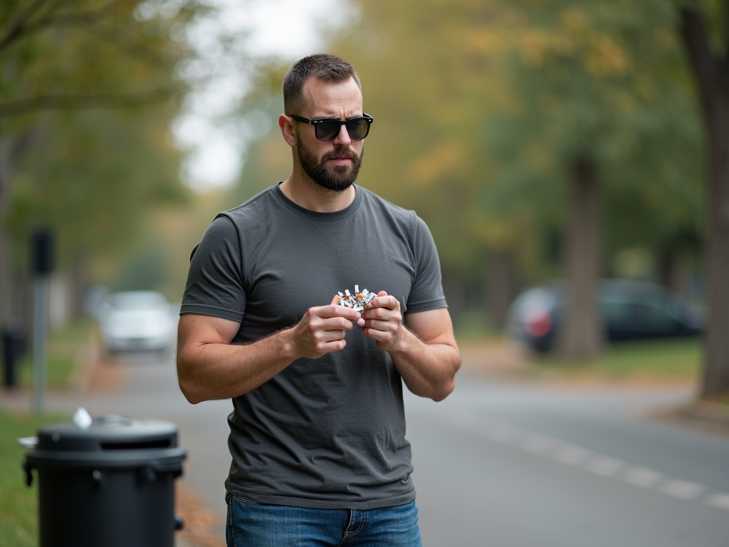 A man crushing a cigarette pack to quit smoking.