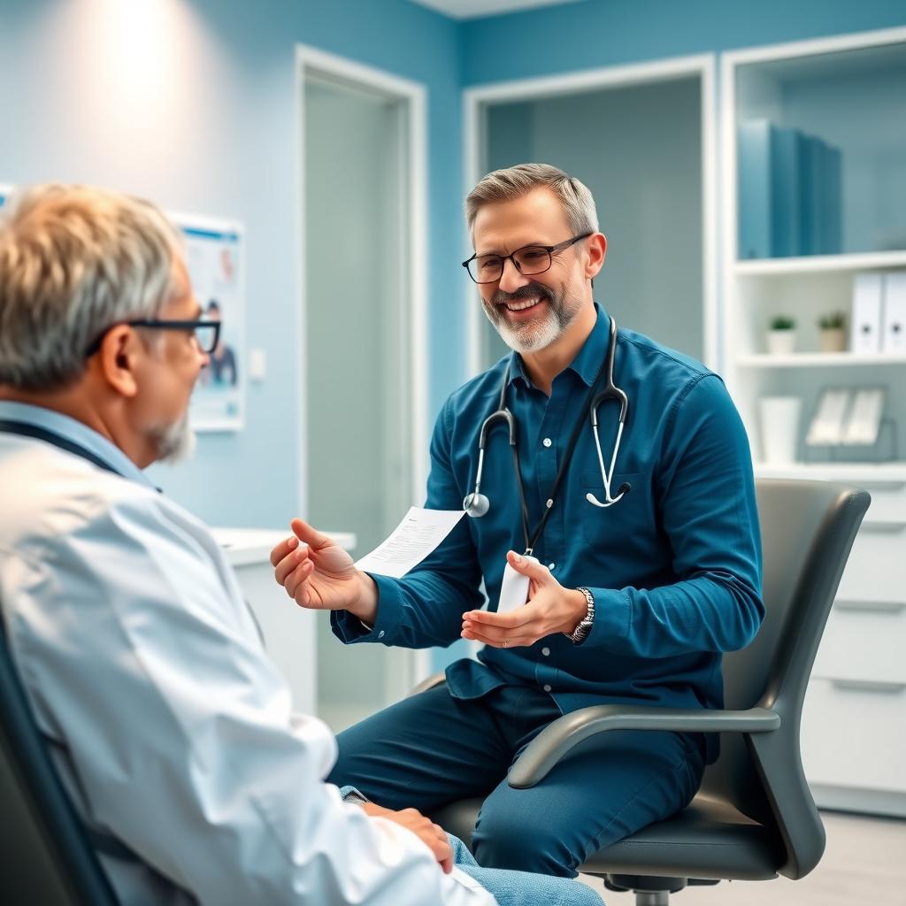Doctor discussing fertility test results with a patient in a modern clinic