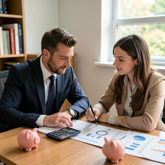 Couple consulting on financial planning for fertility treatments