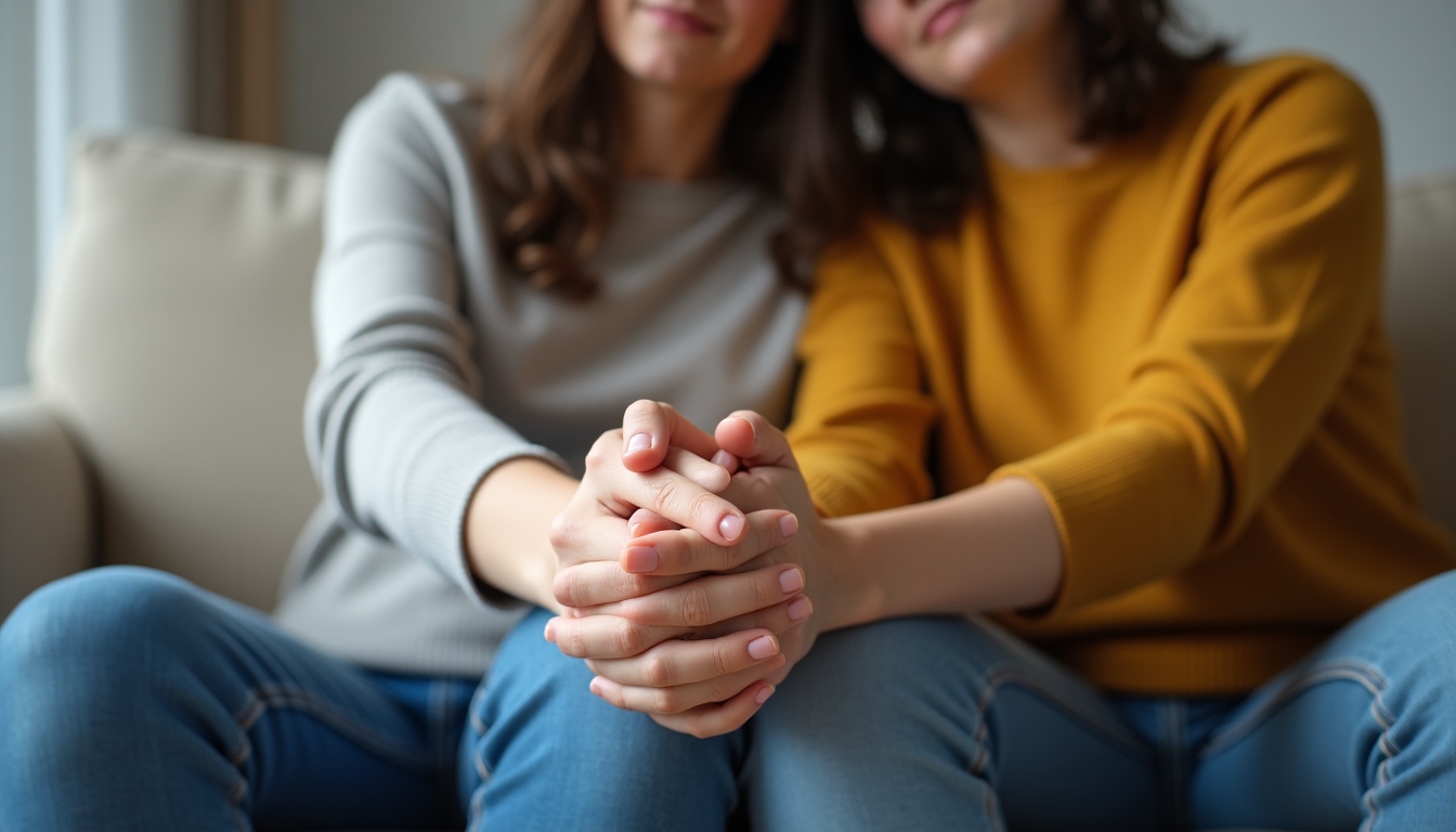 A couple supporting each other through the emotional challenges of infertility.