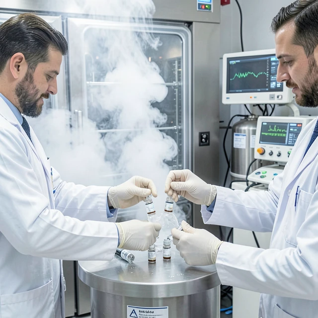 Sperm banking lab with frozen samples