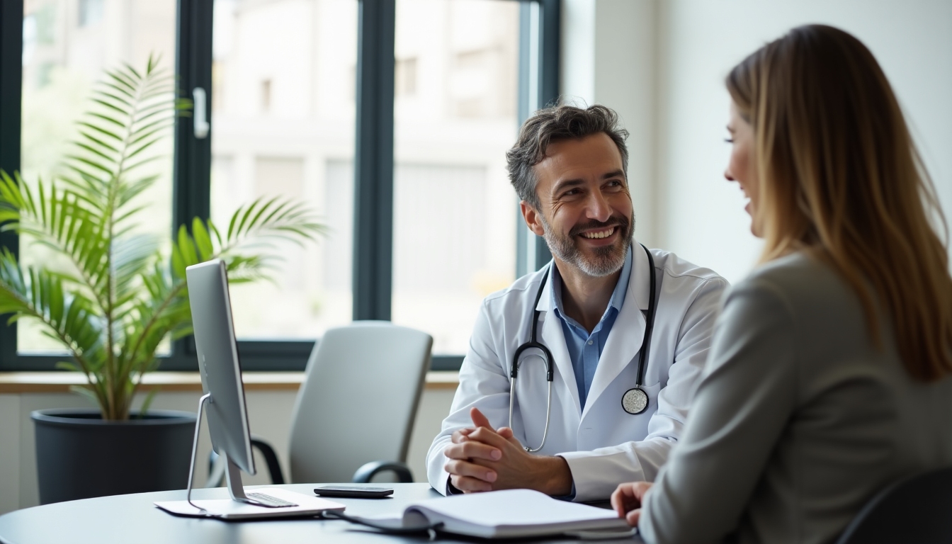 Image of a friendly doctor consulting with a patient