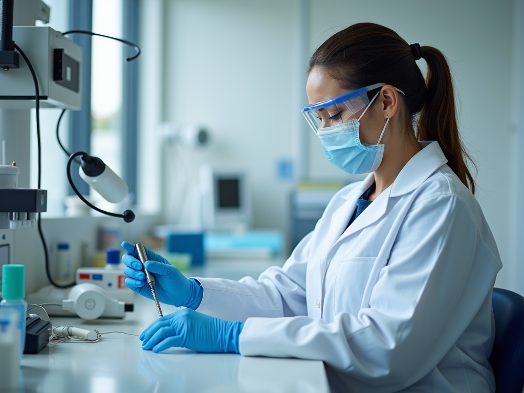 Lab technician freezing sperm for storage