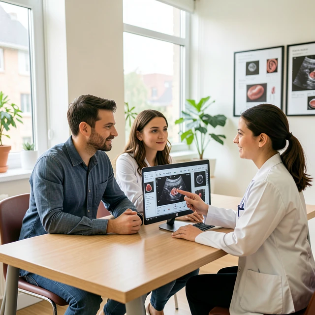Couple consulting with a fertility specialist about treatment choices
