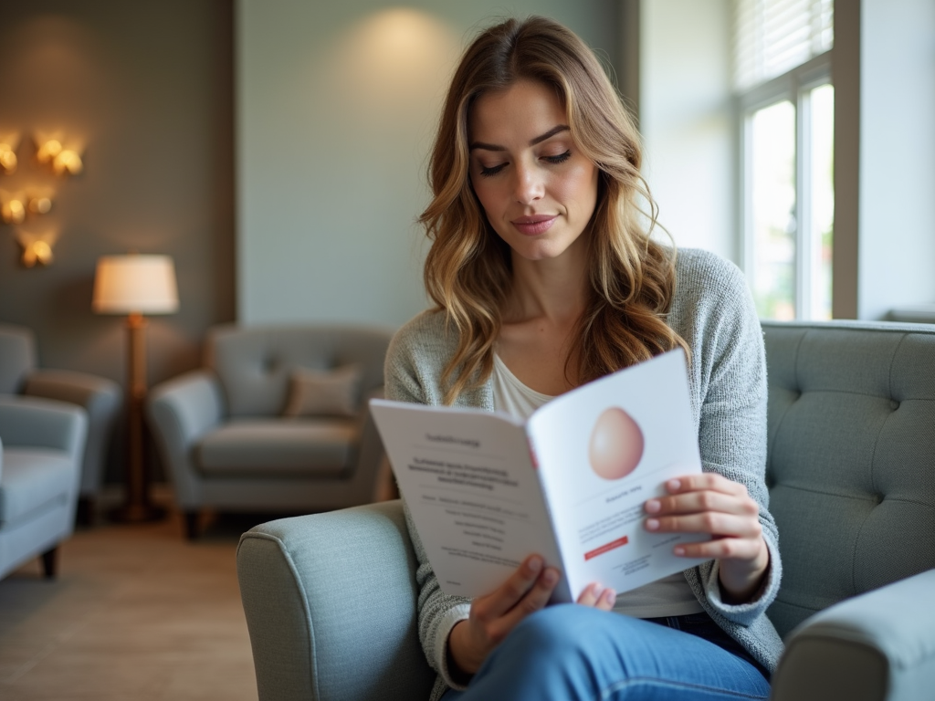 Woman considering donor egg IVF at a fertility clinic.