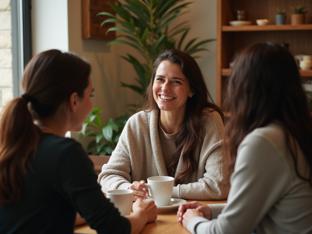 A woman discussing her fertility journey with supportive friends.