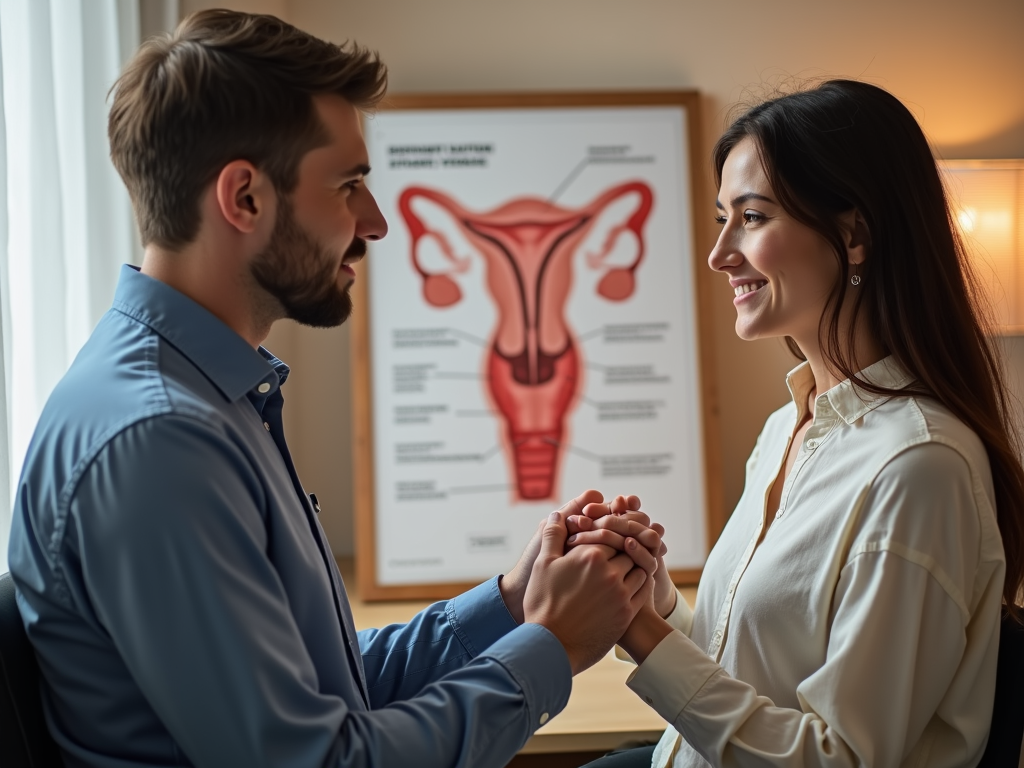 Couple discussing infertility solutions with doctor