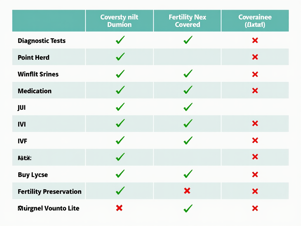 Chart comparing insurance coverage for fertility treatments.