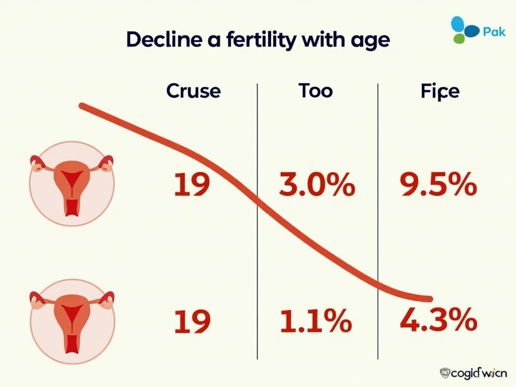 An infographic depicting how fertility changes with age, helping readers understand the importance of timing in fertility preservation.