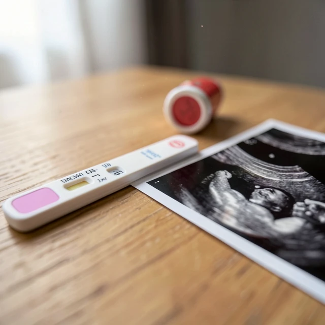 Positive pregnancy test marking success over unexplained infertility