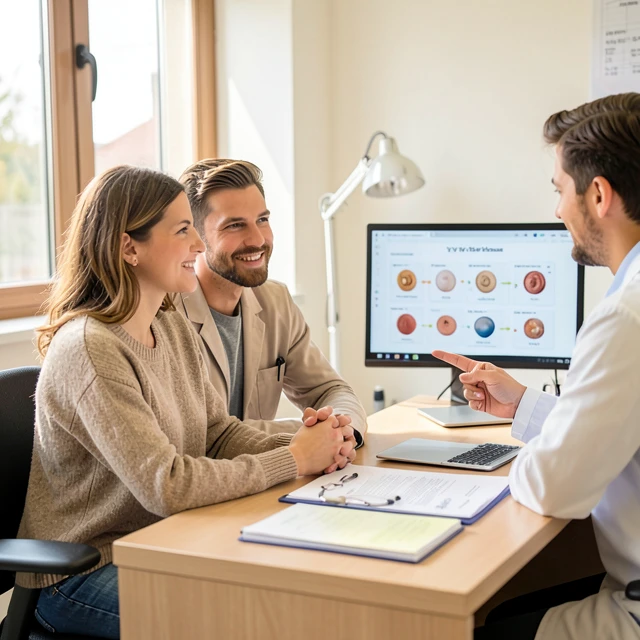 Couple beginning their IVF journey during initial consultation