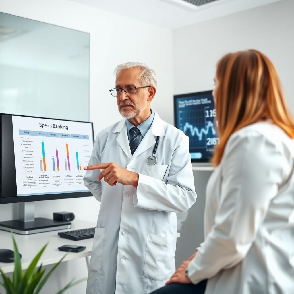 Fertility specialist discussing sperm banking with a patient