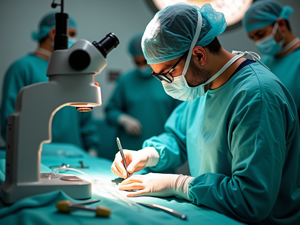 Surgeon performing TESE for sperm retrieval