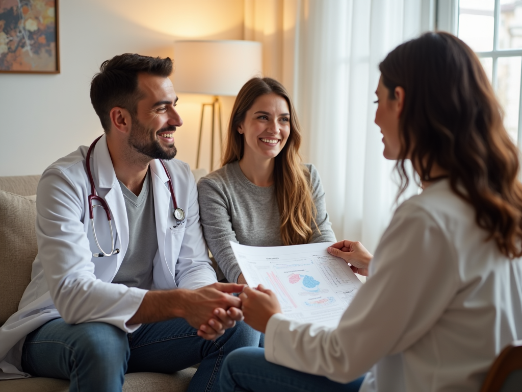 Couple meeting fertility doctor