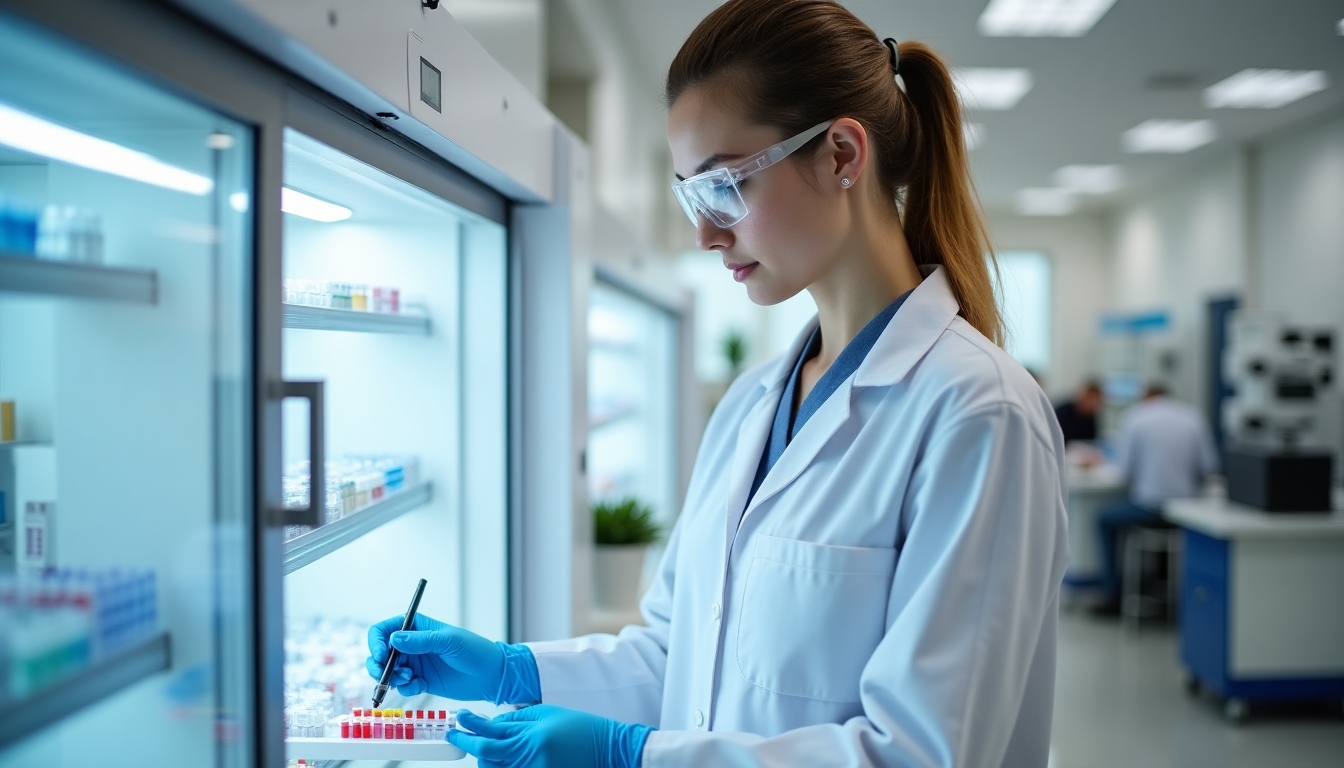 Technician in sperm banking lab