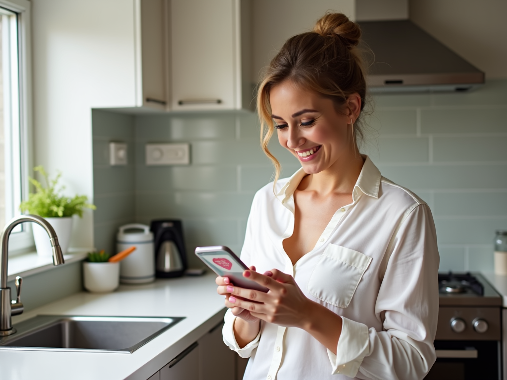 Woman using fertility tracking app