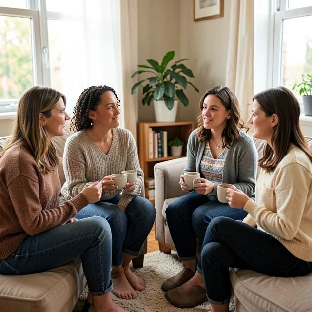 Women in a support group discussing experiences