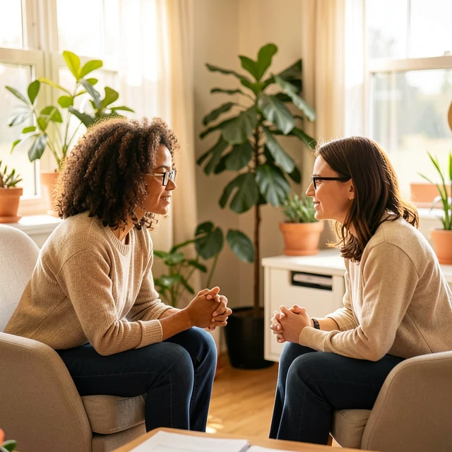 Couple receiving mental health counseling for infertility challenges