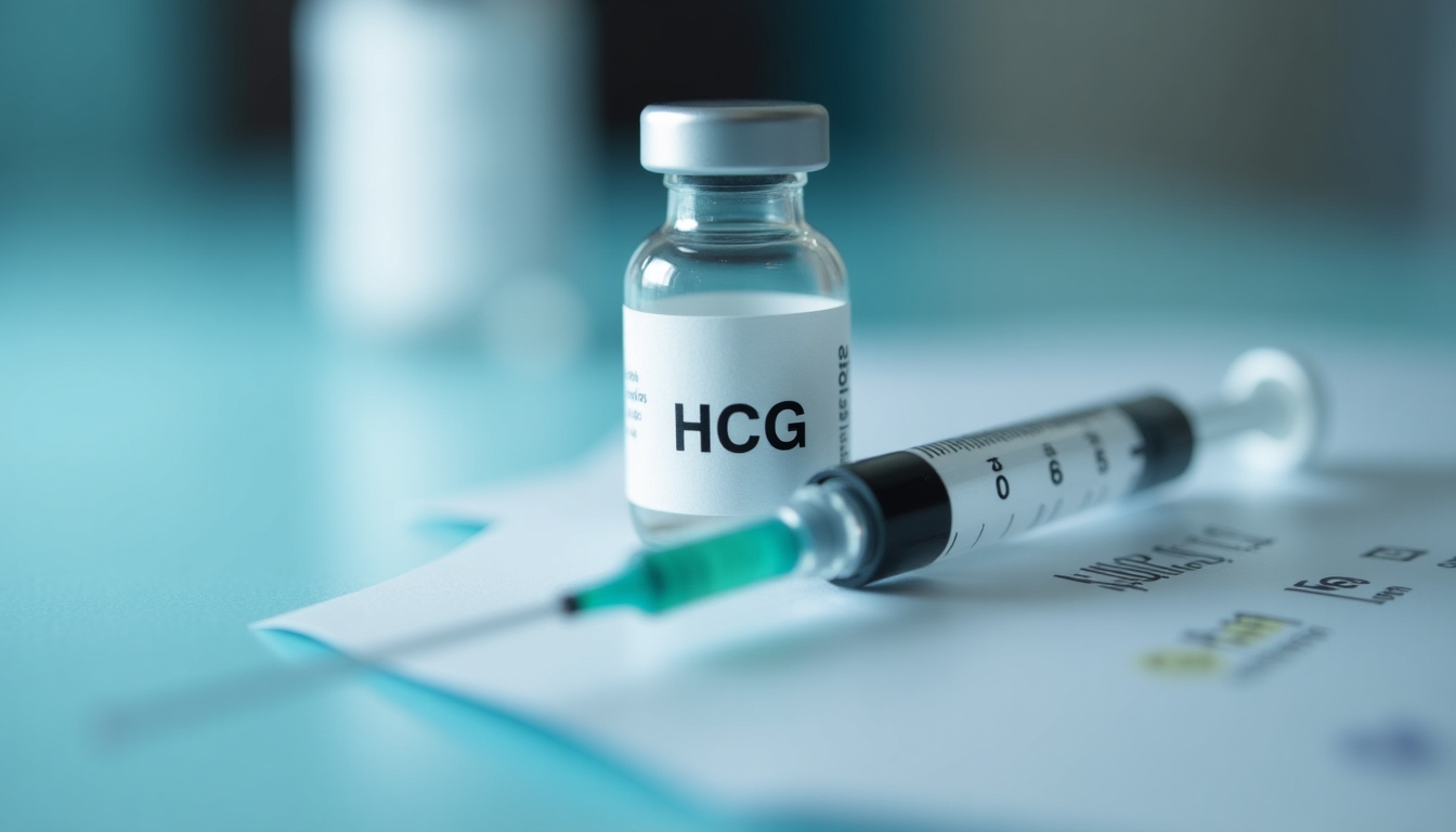 Close-up of hCG vial and syringe