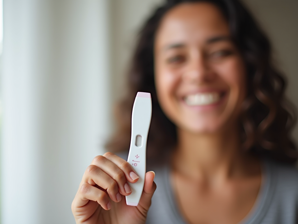 Woman celebrating pregnancy with PCOS