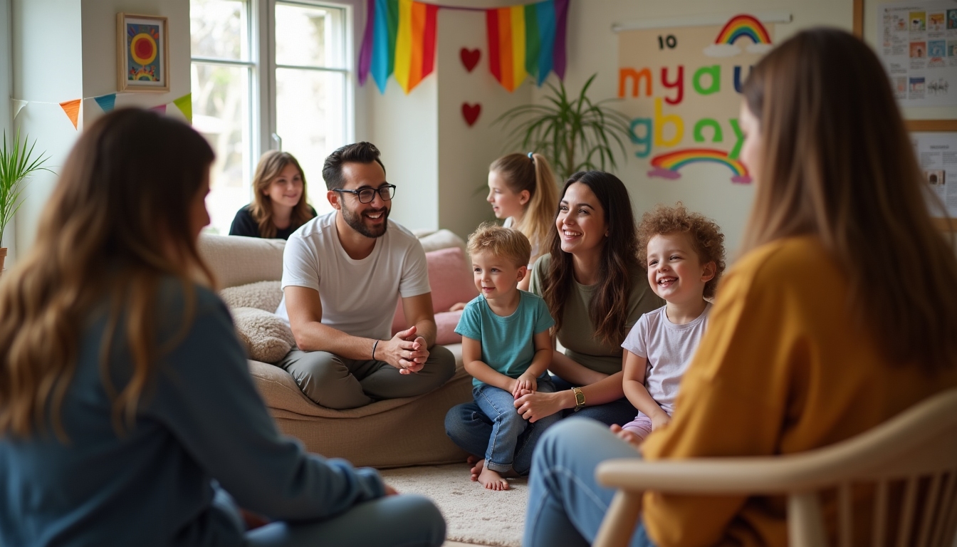 LGBTQ+ families at a support group meeting.